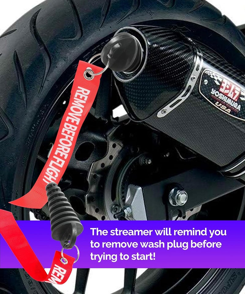 RACOONA 2PCS Muffler Exhaust Wash Plug,Dirt Bike Accessories Muffler Exhaust Tail Pipe Plug,0.6"-1.5"/1.1"-1.8" Wash Plug,Fit for Most Motorcycle Bike 2 Stroke Rubber Exhaust Silencer (0.6"-1.5") - Image 5